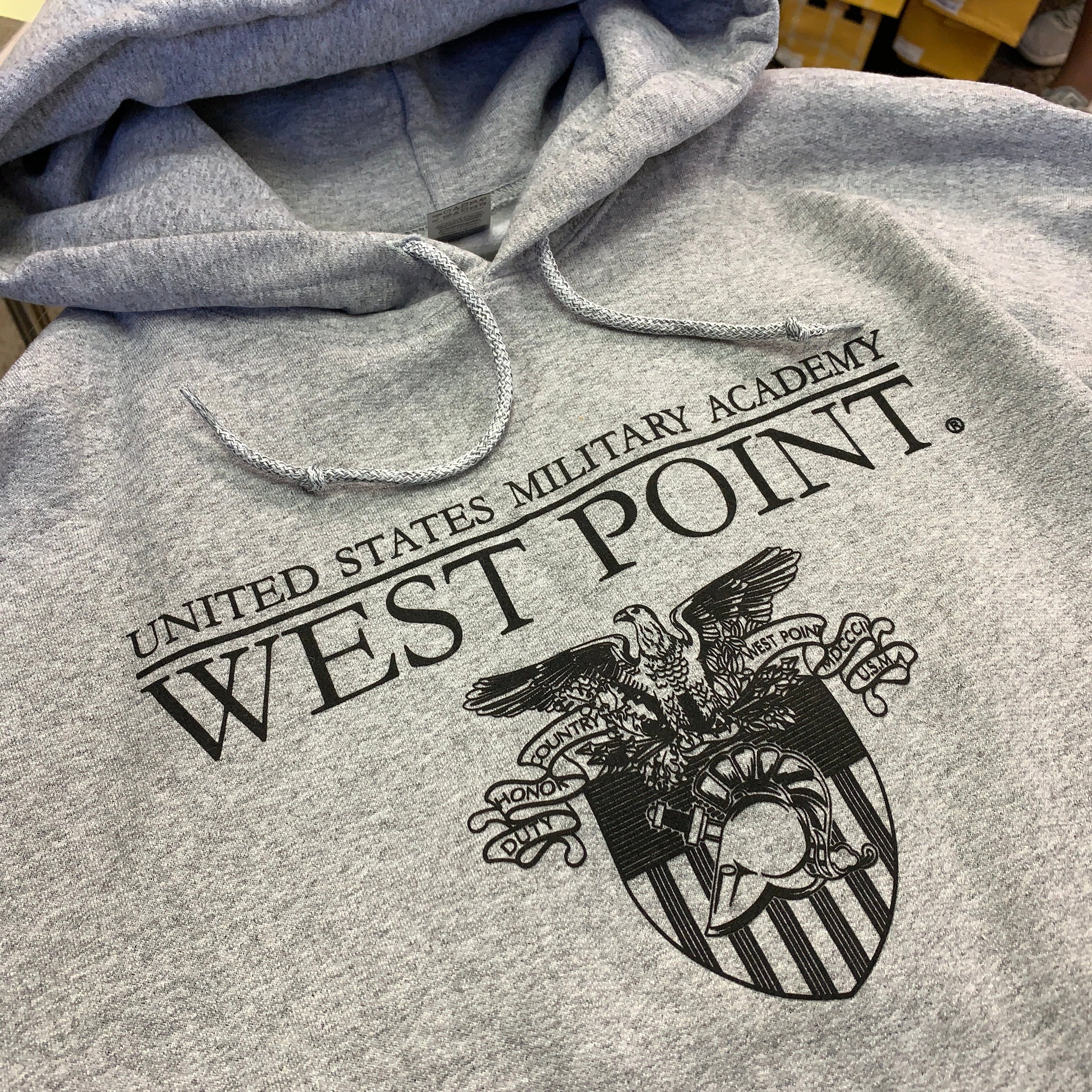 Sweatshirt: West Point Word Art +USMA Crest (Hooded with Hand
