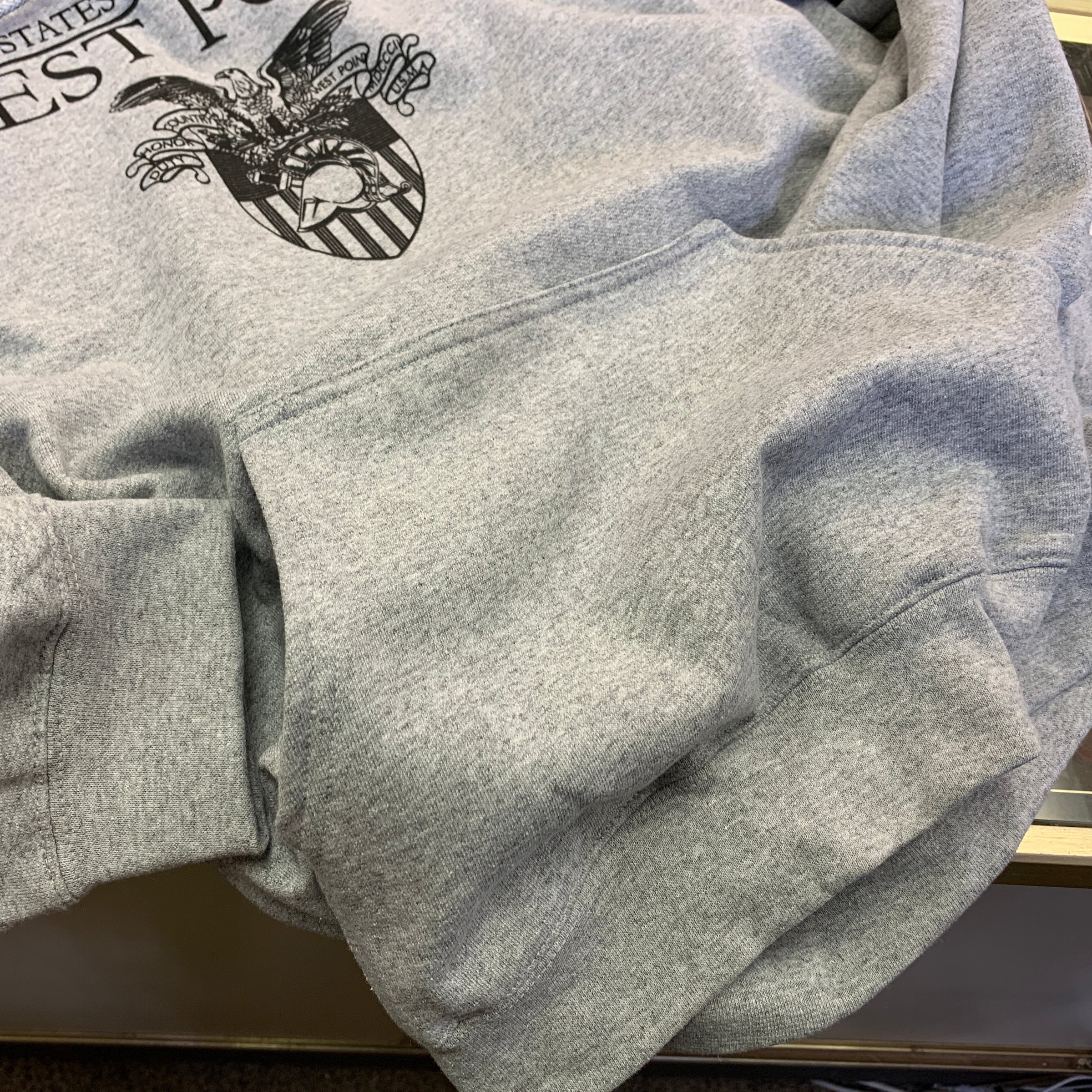 Sweatshirt: West Point Word Art +USMA Crest (Hooded with Hand 